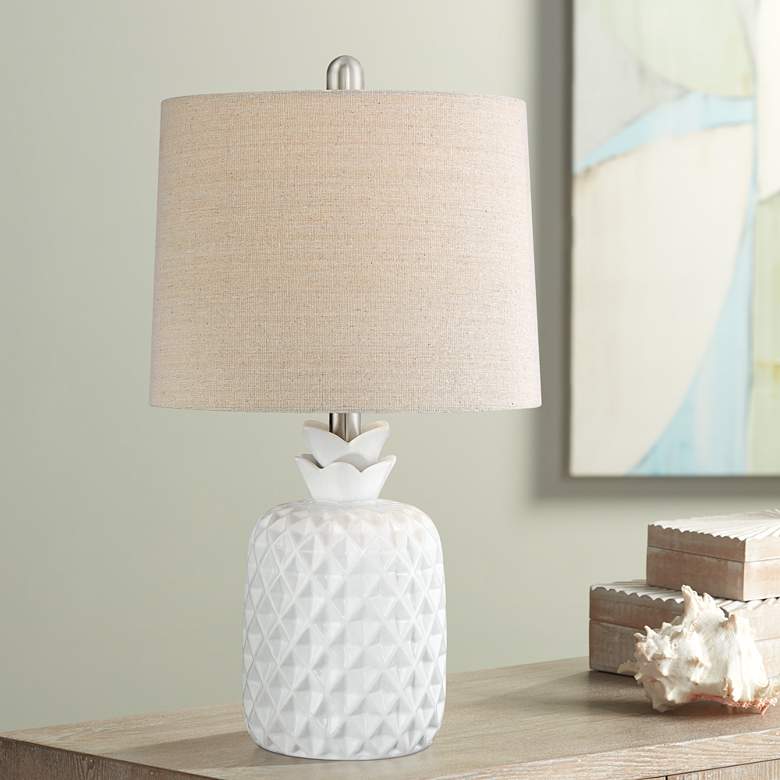 Image 1 Mikala 21 inch High White Pineapple Accent Table Lamp