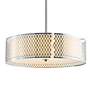 2_Mikayla 22" Wide Satin Nickel 5-Light Drum Shade Chandelier more views