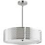 5_Mikayla 22" Wide Satin Nickel 5-Light Drum Shade Chandelier more views