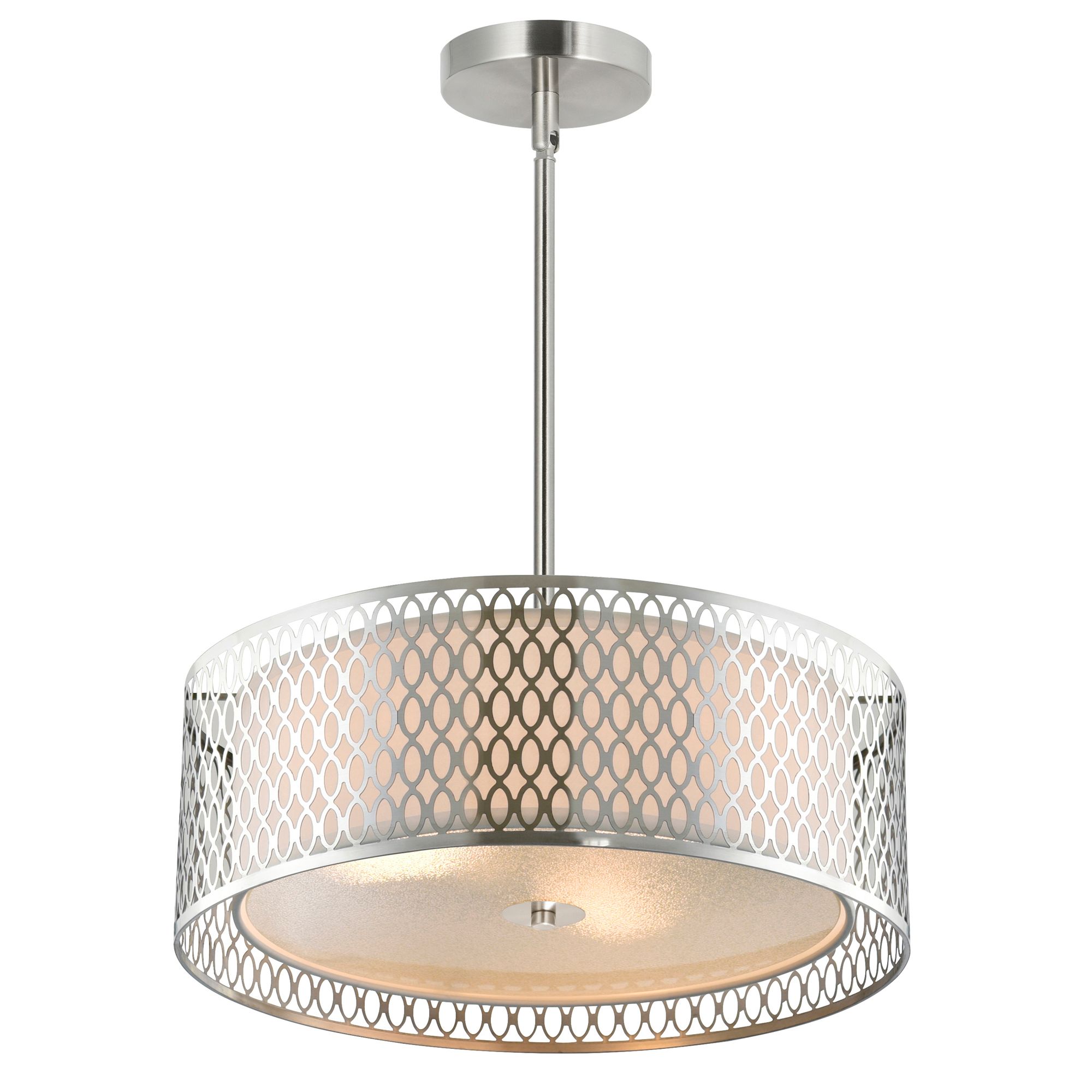 Image 4 Mikayla 3 Light 17in Satin Nickel Drum Shade Chandelier more views