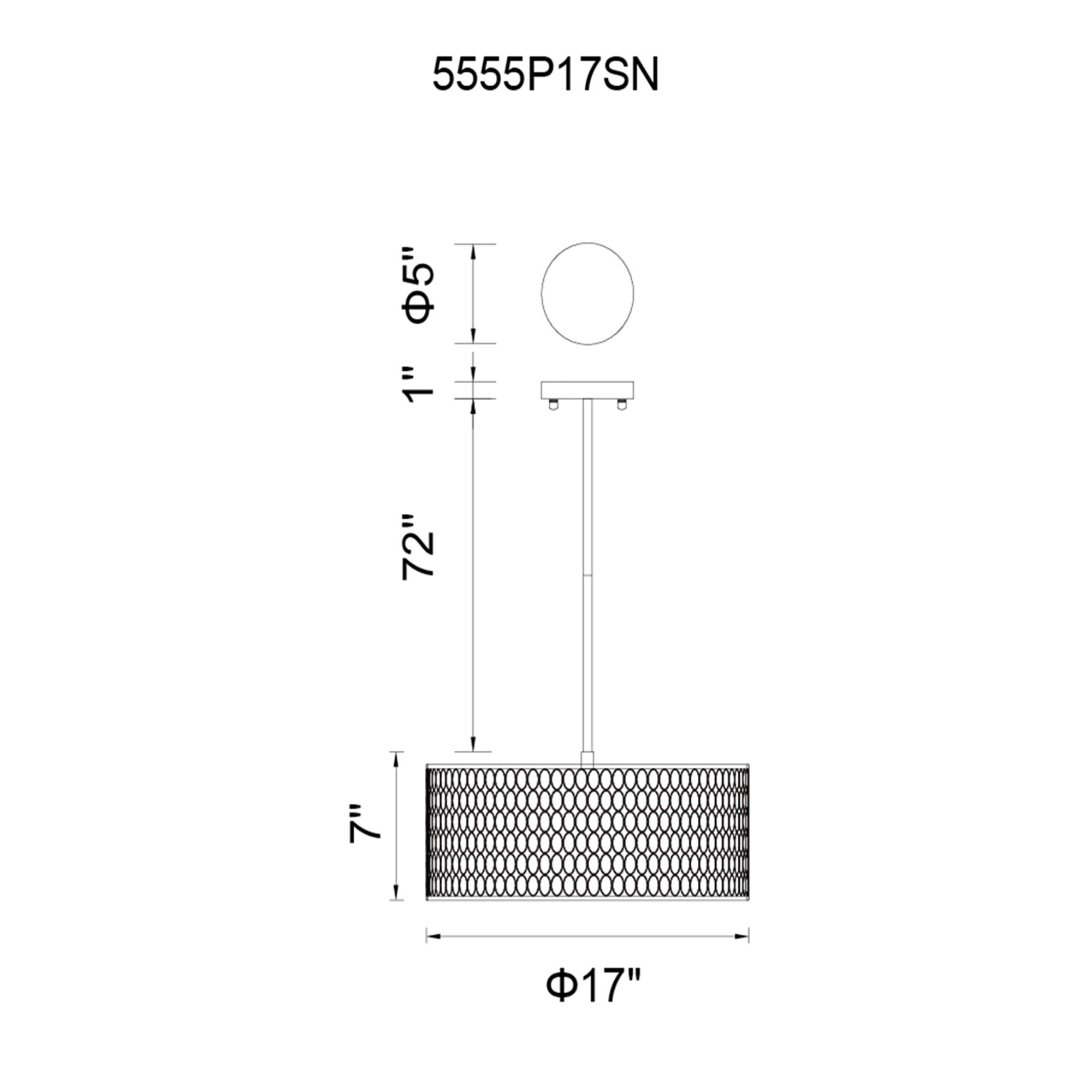 Image 7 Mikayla 3 Light 17in Satin Nickel Drum Shade Chandelier more views