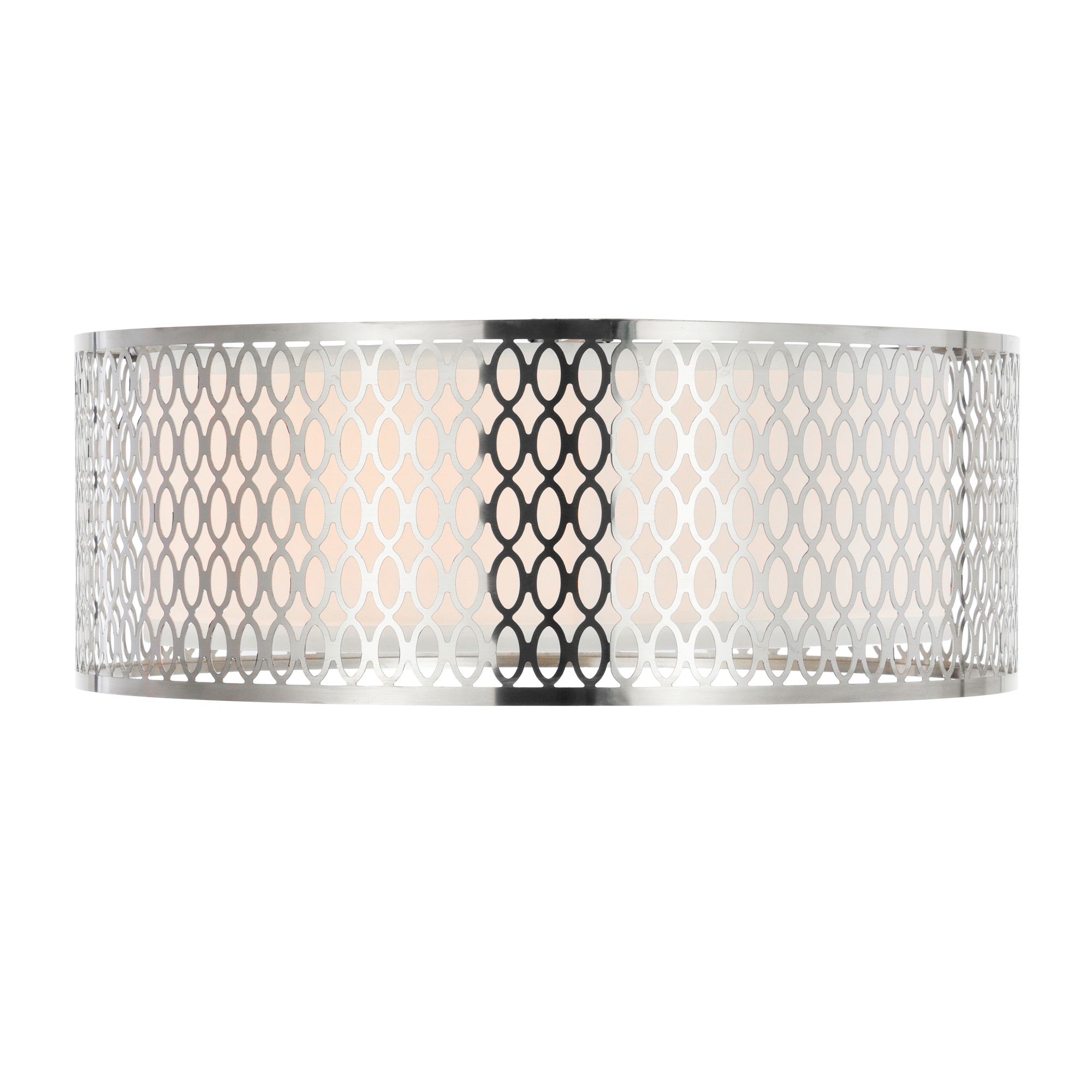 Image 3 Mikayla 3 Light 17in Satin Nickel Drum Shade Flush Mount more views