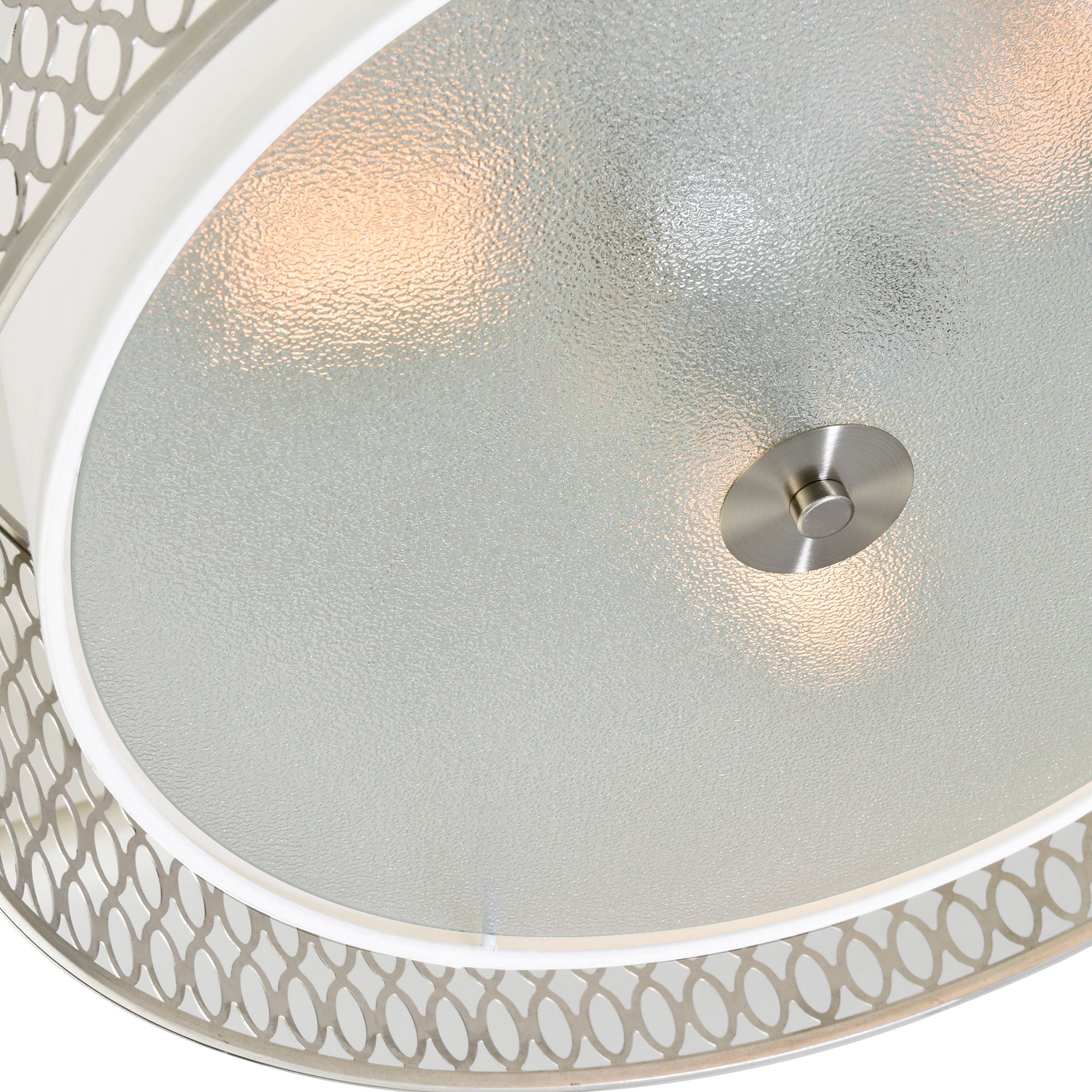 Image 4 Mikayla 3 Light 17in Satin Nickel Drum Shade Flush Mount more views