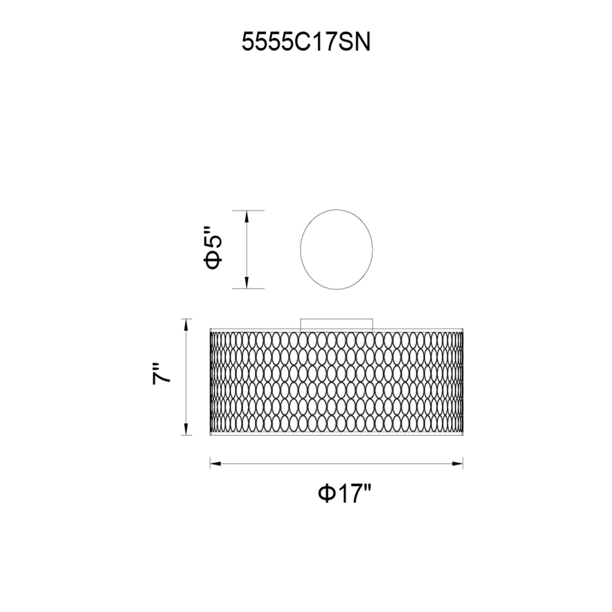 Image 7 Mikayla 3 Light 17in Satin Nickel Drum Shade Flush Mount more views