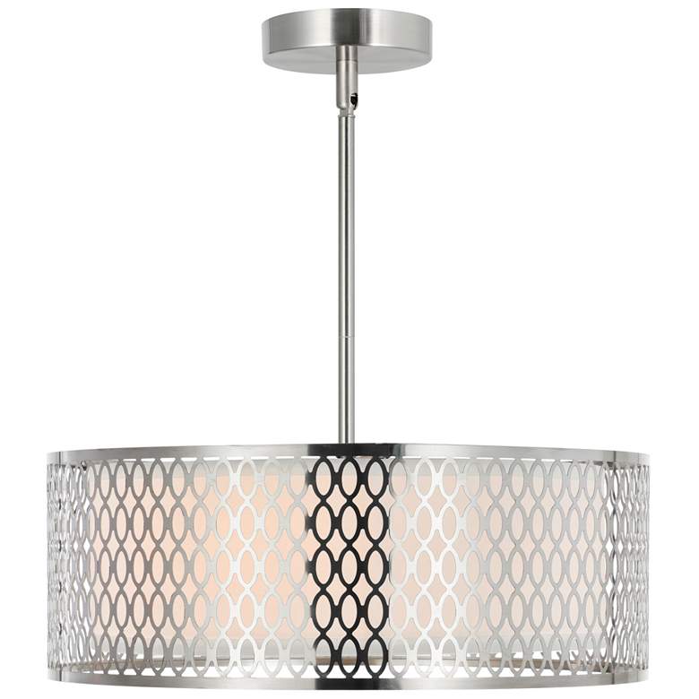 Image 1 Mikayla 3 Light Drum Shade Chandelier With Satin Nickel Finish