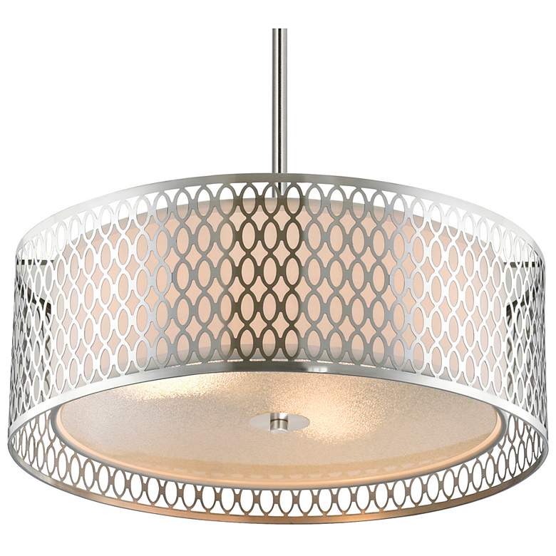 Image 3 Mikayla 3 Light Drum Shade Chandelier With Satin Nickel Finish more views