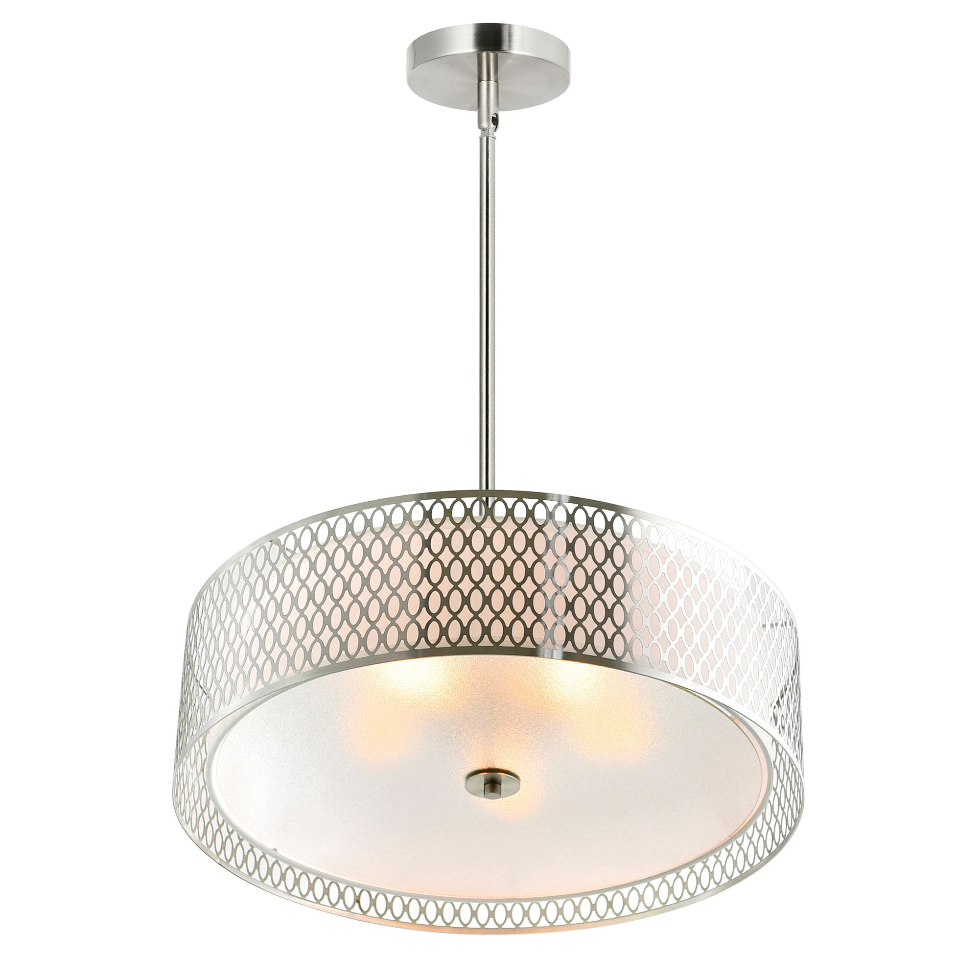 Image 3 Mikayla 5 Light 22in Satin Nickel Drum Shade Chandelier more views