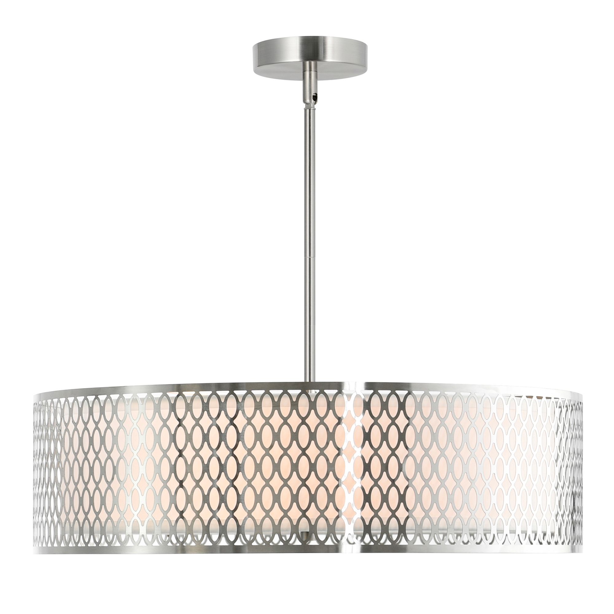 Image 4 Mikayla 5 Light 22in Satin Nickel Drum Shade Chandelier more views