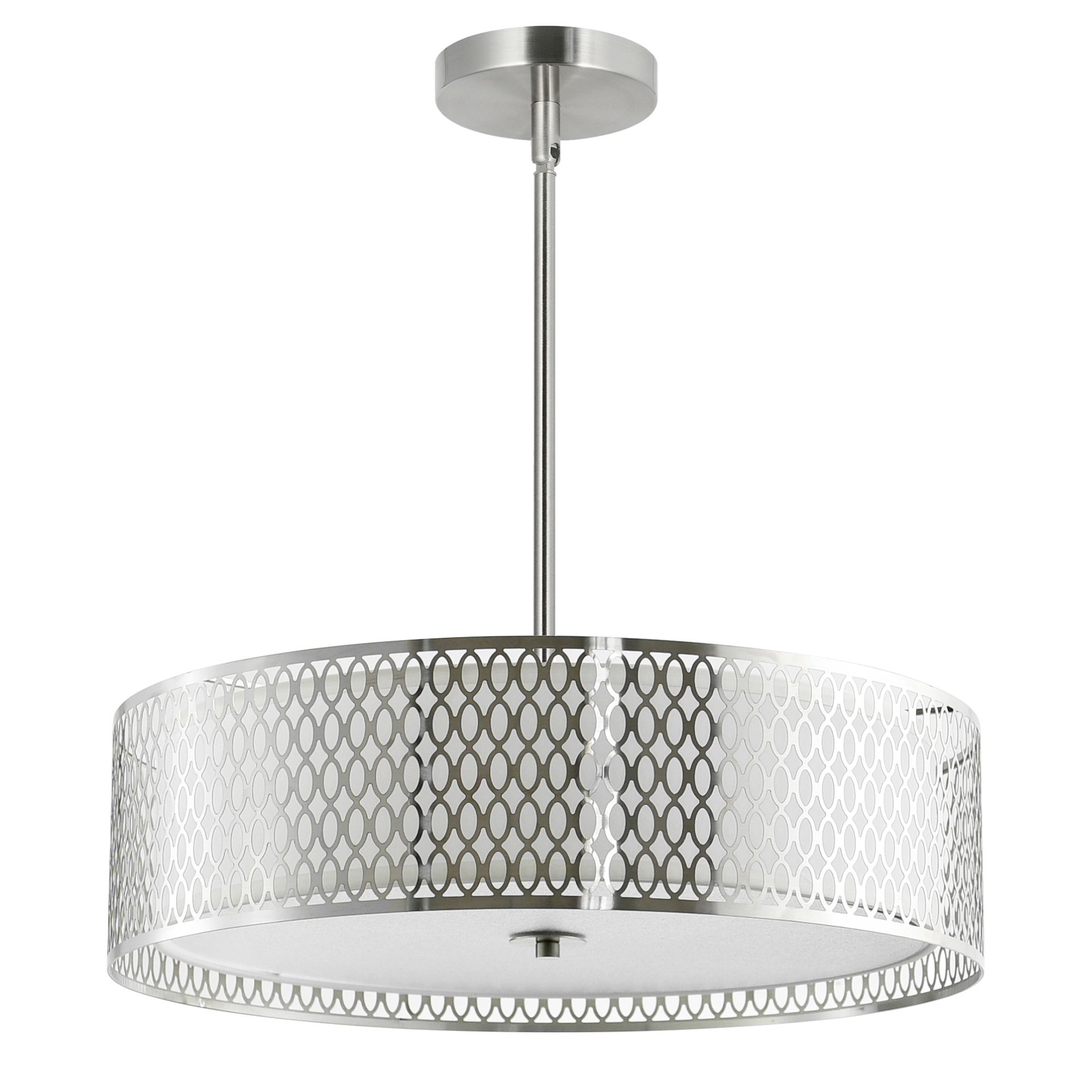 Image 5 Mikayla 5 Light 22in Satin Nickel Drum Shade Chandelier more views