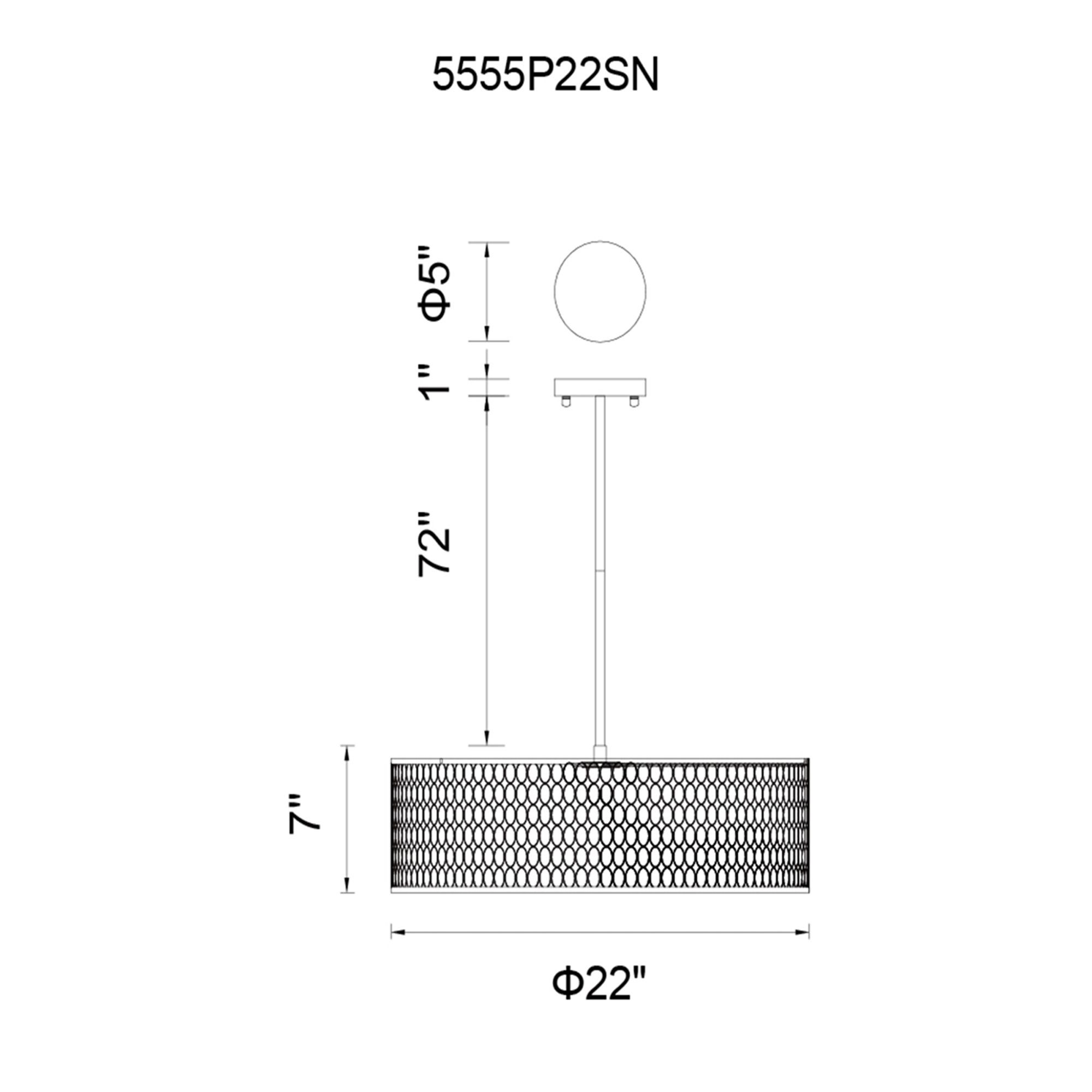 Image 6 Mikayla 5 Light 22in Satin Nickel Drum Shade Chandelier more views