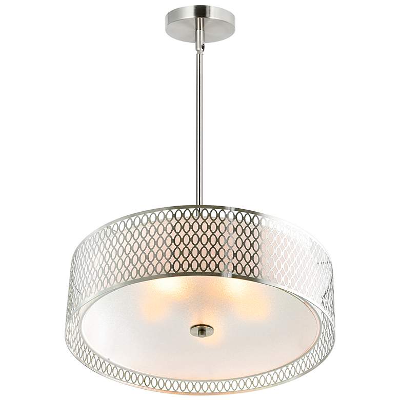 Image 3 Mikayla 5 Light Drum Shade Chandelier With Satin Nickel Finish more views