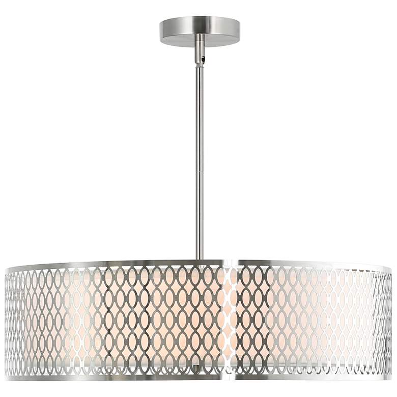 Image 4 Mikayla 5 Light Drum Shade Chandelier With Satin Nickel Finish more views