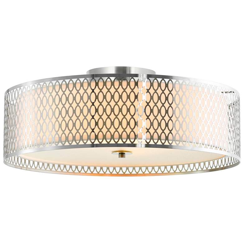 Image 1 Mikayla 5 Light Drum Shade Flush Mount With Satin Nickel Finish