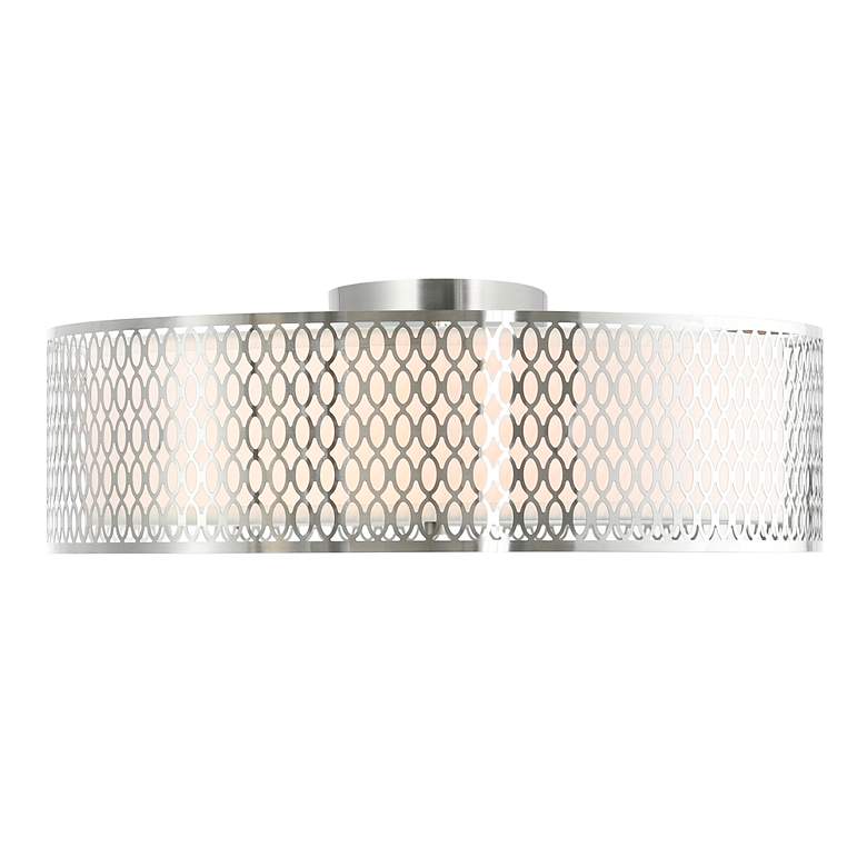 Image 2 Mikayla 5 Light Drum Shade Flush Mount With Satin Nickel Finish more views