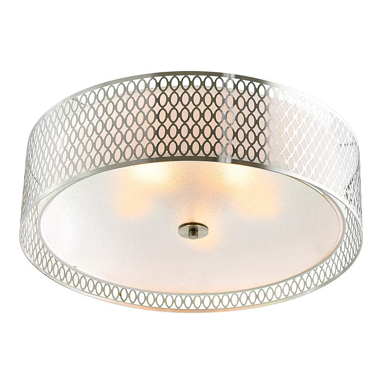 Image 3 Mikayla 5 Light Drum Shade Flush Mount With Satin Nickel Finish more views