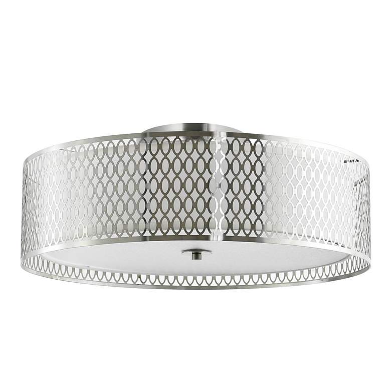 Image 4 Mikayla 5 Light Drum Shade Flush Mount With Satin Nickel Finish more views