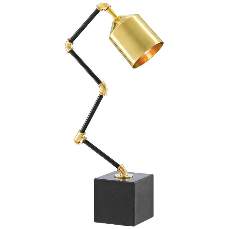 Image 1 Mikhael Polished Brass and Black Granite Accent Table Lamp