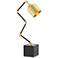 Mikhael Polished Brass and Black Granite Accent Table Lamp