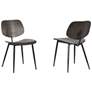 Miki Set of 2 Mid-Century Dining Accent Chairs in Black and Walnut Wood