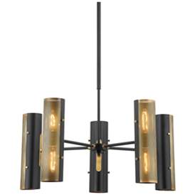Image1 of Mikka 30" Wide Soft Black and Brass 10-Light Chandelier