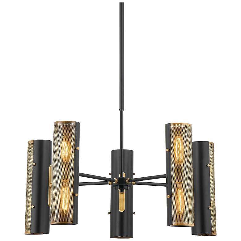 Image 1 Mikka 30" Wide Soft Black and Brass 10-Light Chandelier