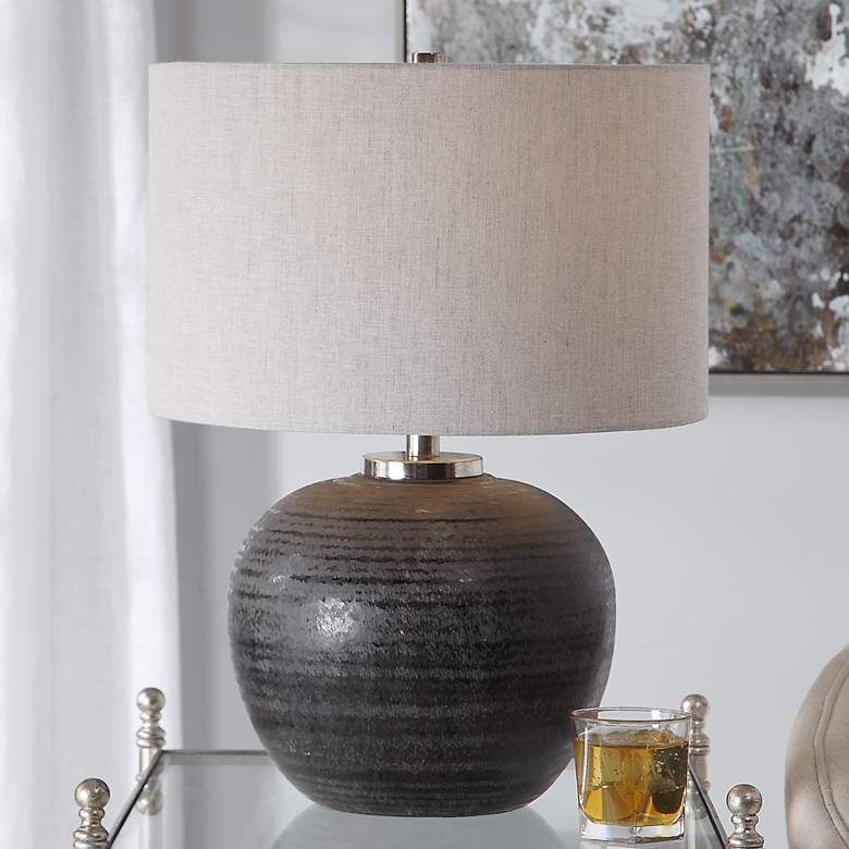 Image 1 Mikkel Charcoal Gray Ceramic Table Lamp