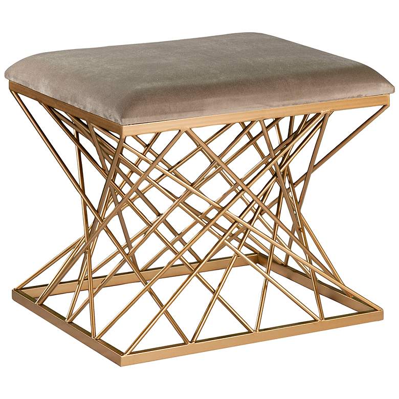Image 2 Mikkeli Gray Fabric Square Geometric Stool