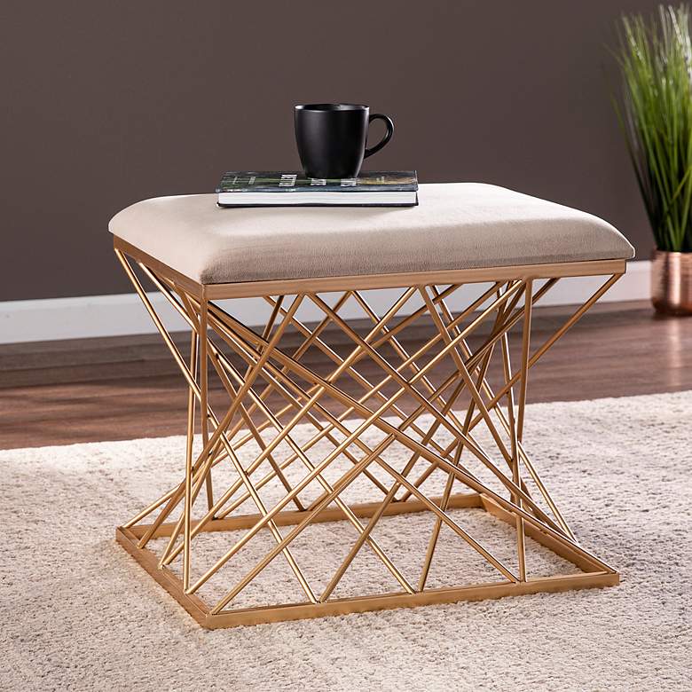Image 1 Mikkeli Gray Fabric Square Geometric Stool