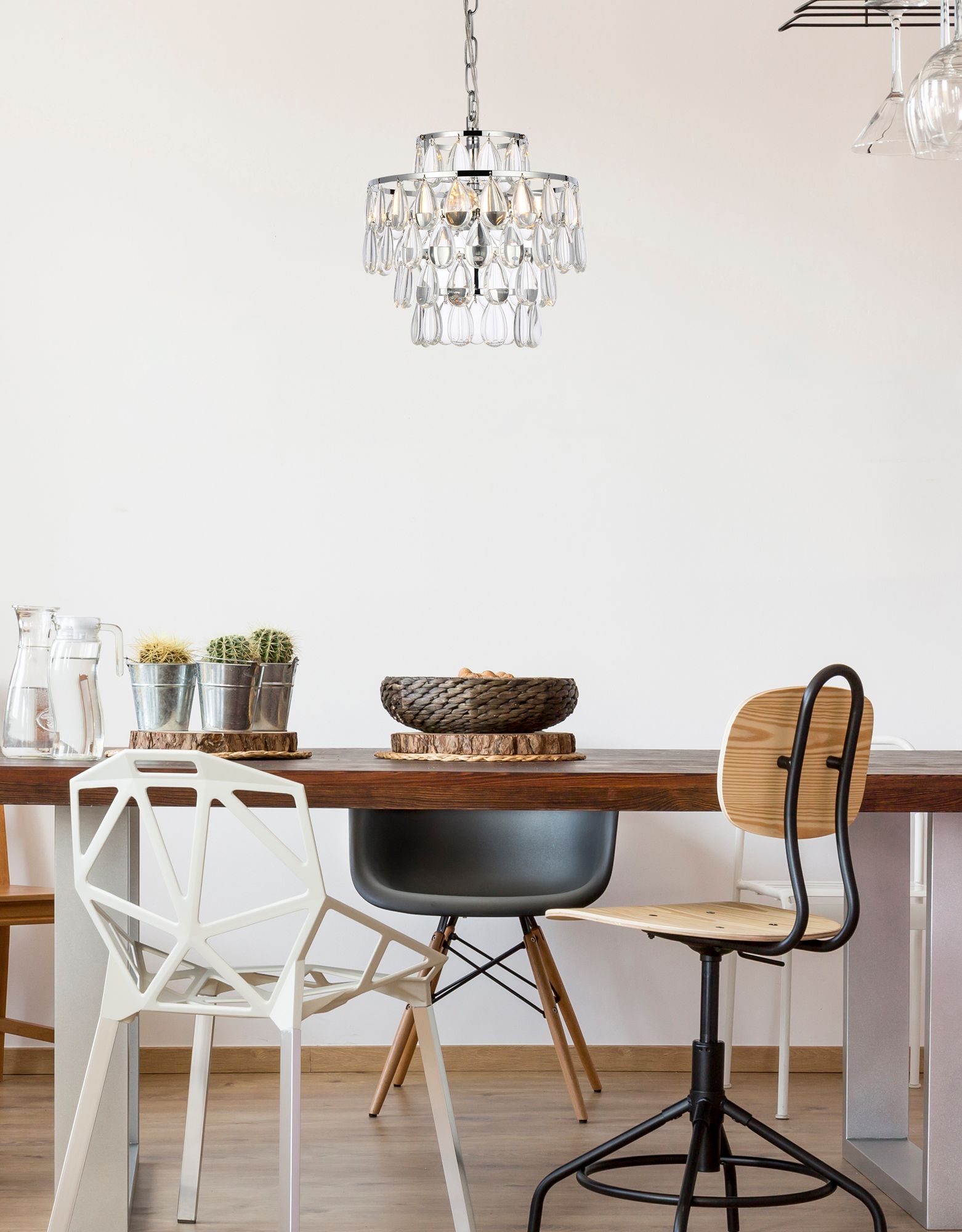 Image 3 Mila 12" Wide Chrome with Clear Crystal Mini Pendant more views