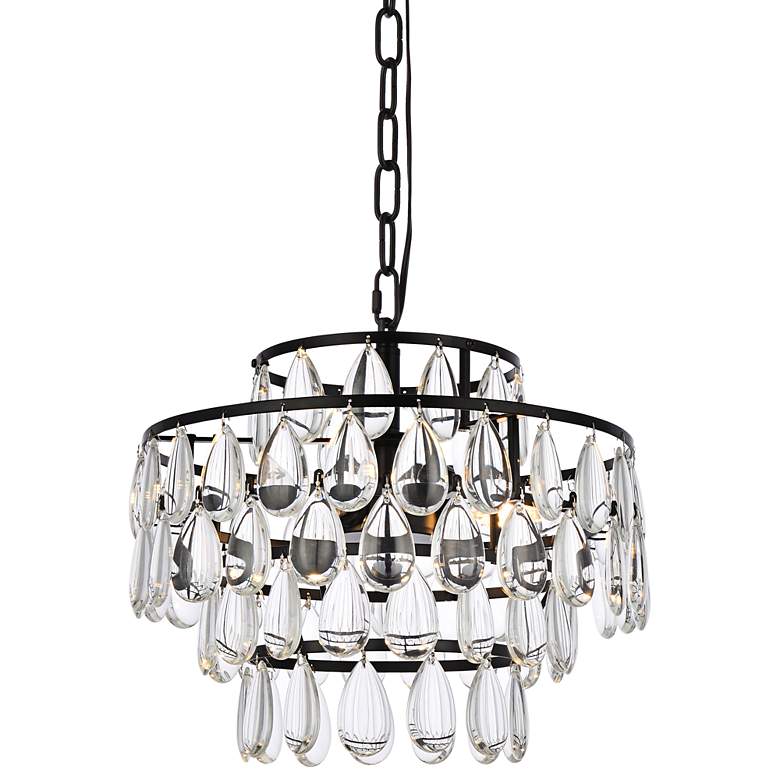 Image 3 Mila 14" Wide Black and Crystal 3-Light Pendant