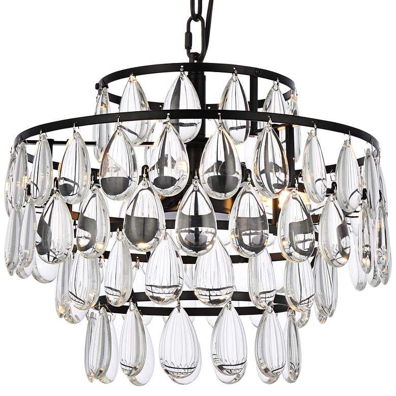 Image 4 Mila 14" Wide Black and Crystal 3-Light Pendant more views