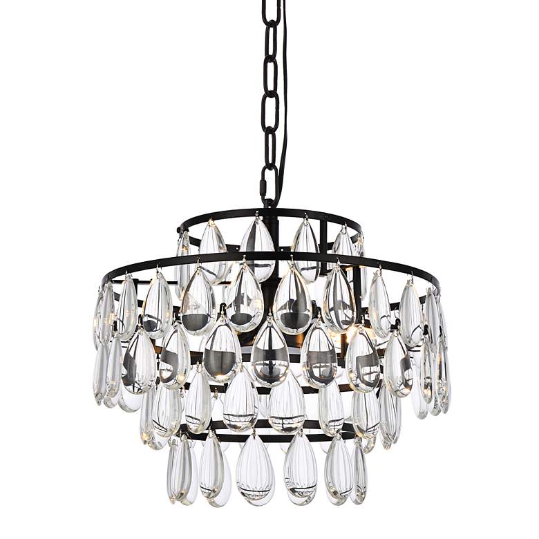 Image 5 Mila 14" Wide Black and Crystal 3-Light Pendant more views