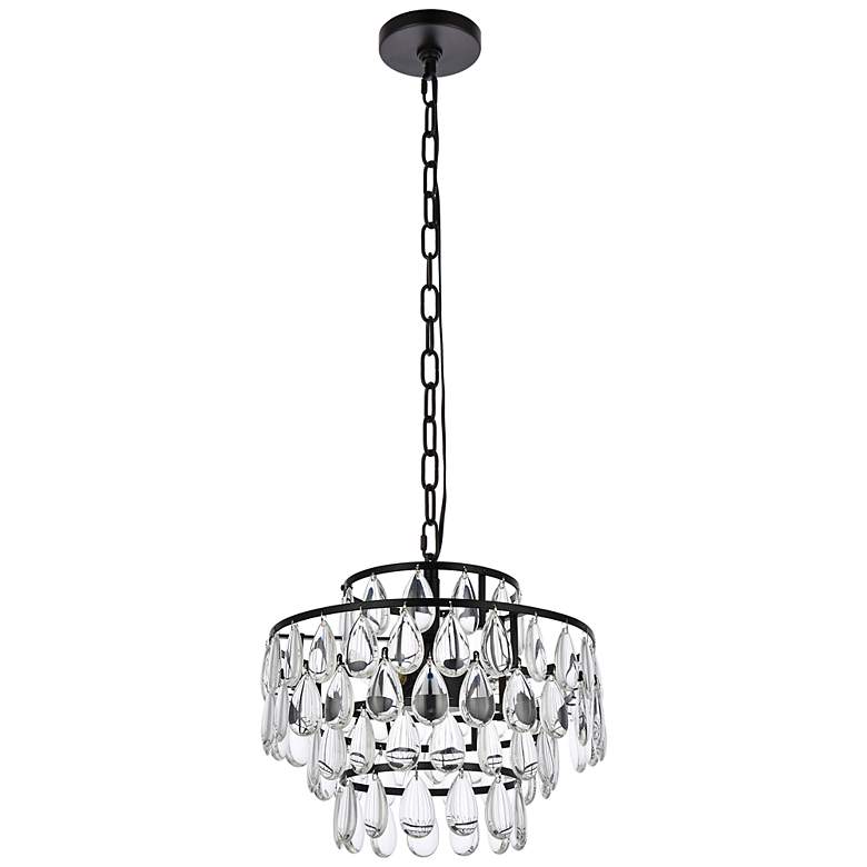 Image 6 Mila 14" Wide Black and Crystal 3-Light Pendant more views