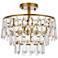Mila 14" Wide Brass and Clear Crystal 3-Light Ceiling Light