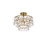 4_Mila 14" Wide Brass and Clear Crystal 3-Light Ceiling Light more views