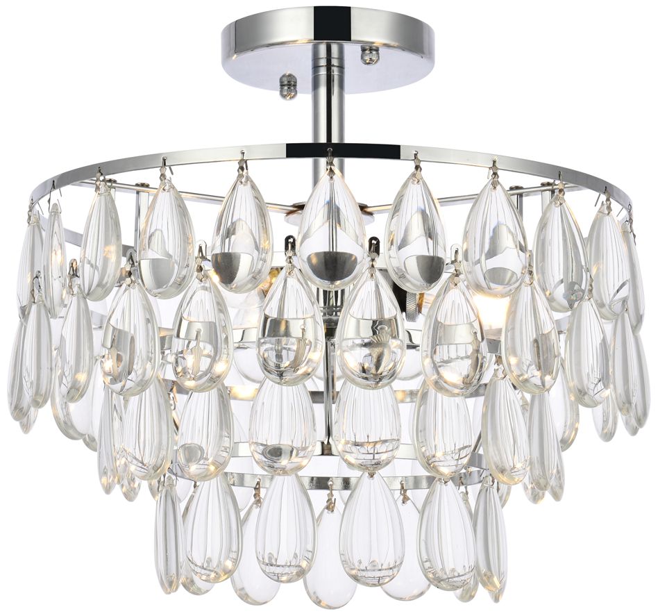 Mila 14" Wide Chrome and Clear Crystal 2-Tier Ceiling Light