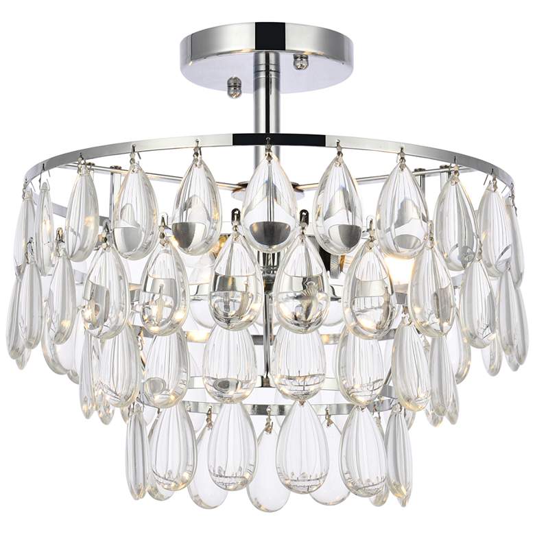 Image 2 Mila 14" Wide Chrome and Clear Crystal 2-Tier Ceiling Light