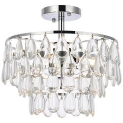 Mila 14" Wide Chrome and Clear Crystal 2-Tier Ceiling Light