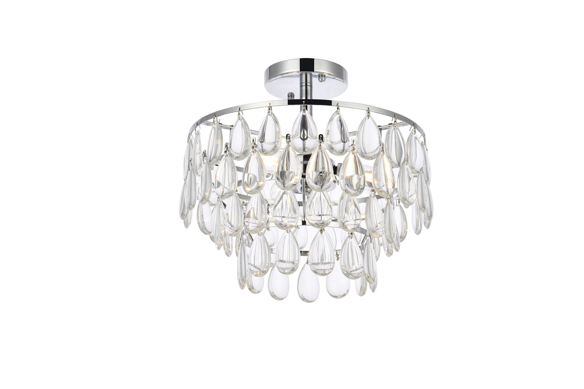 Image 4 Mila 14" Wide Chrome and Clear Crystal 2-Tier Ceiling Light more views