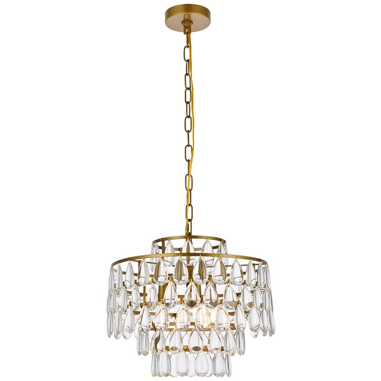 Image 2 Mila 16" Wide Brass and Clear Crystal Pendant Light