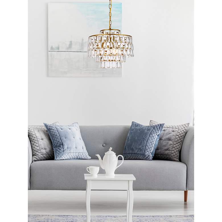 Image 3 Mila 16" Wide Brass and Clear Crystal Pendant Light more views