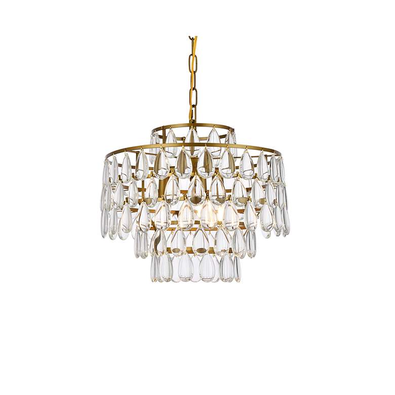 Image 4 Mila 16" Wide Brass and Clear Crystal Pendant Light more views