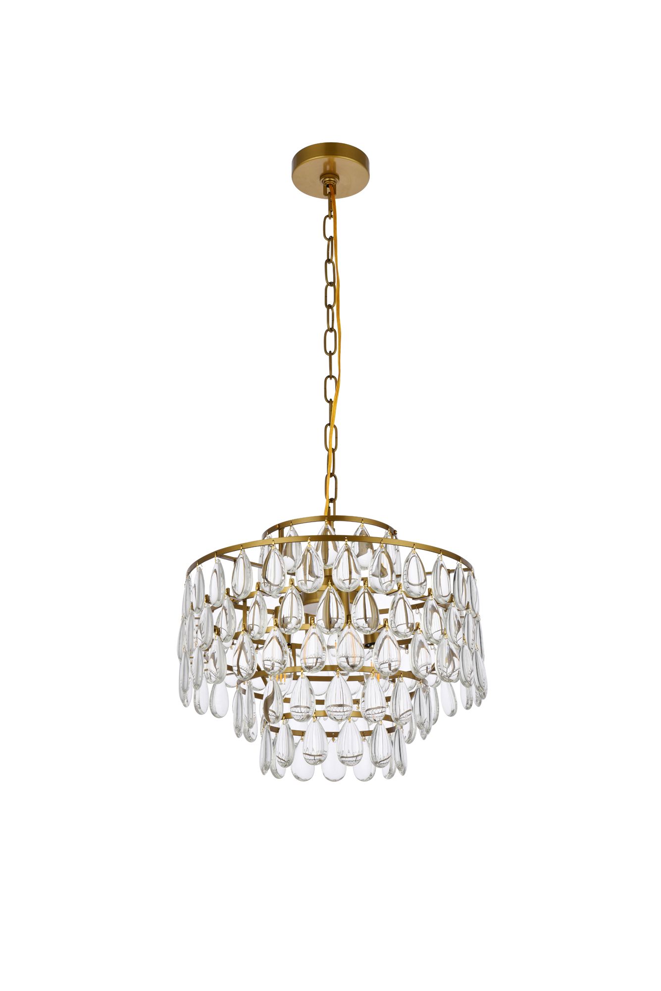 Mila 16" Wide Brass and Clear Crystal Pendant Light