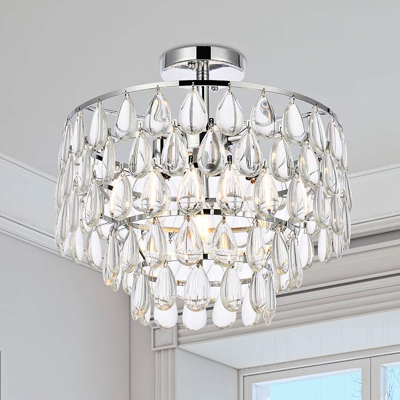 Image 2 Mila 16" Wide Chrome 3-Light Ceiling Light