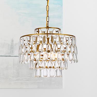 Mila 16" Wide Brass and Clear Crystal Pendant Light