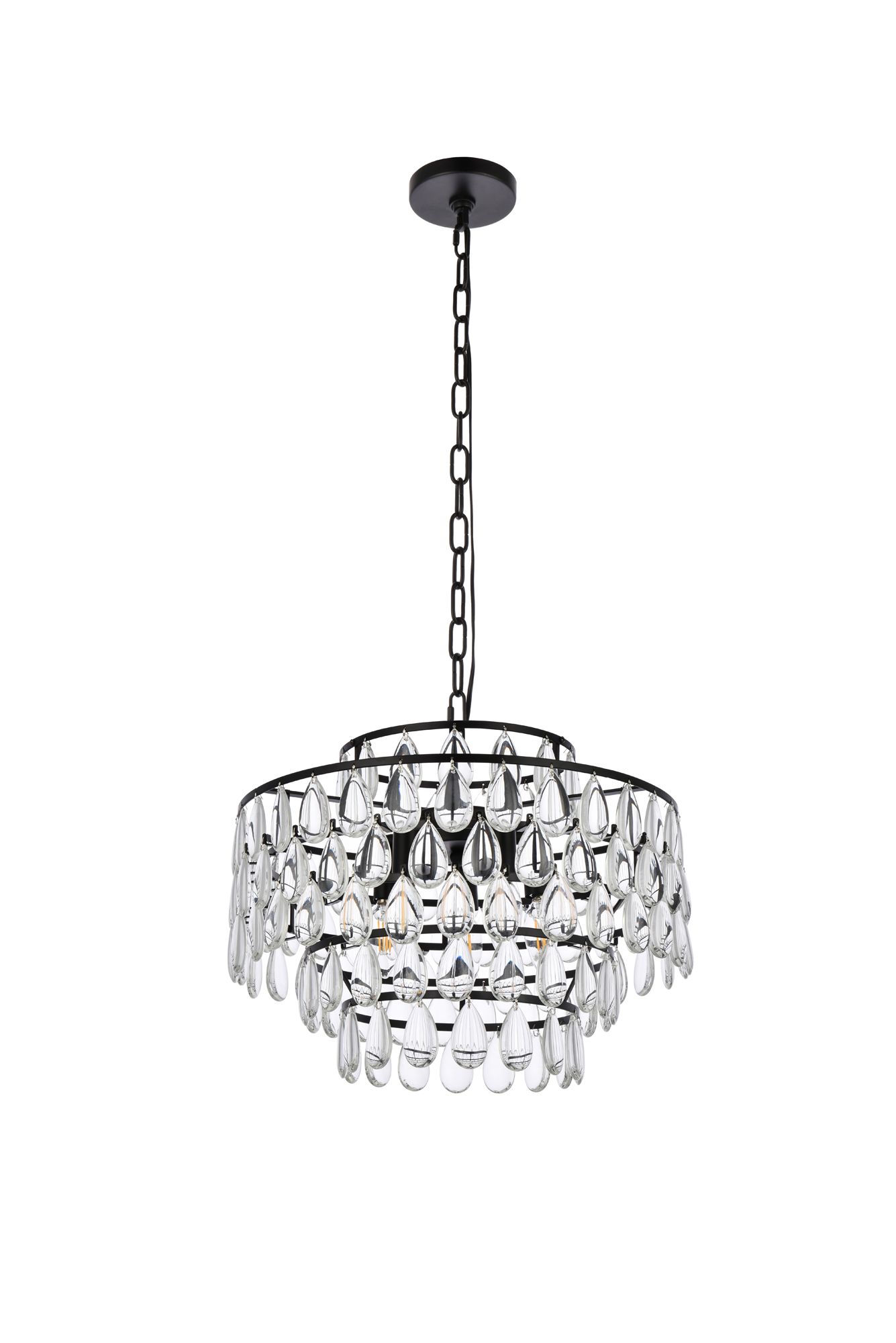 Mila 18" Wide Black and Clear Crystal Chandelier