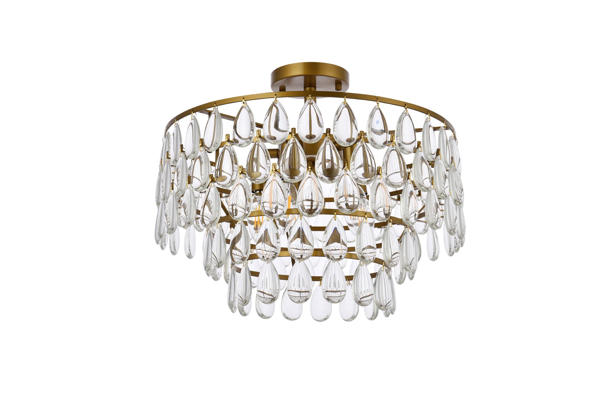 Mila 18" Wide Brass and Clear Crystal Ceiling Light