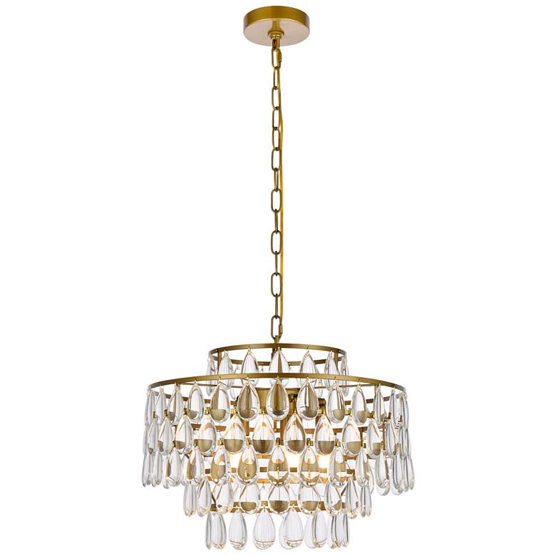 Image 1 Mila 18" Wide Brass and Crystal Pendant Light