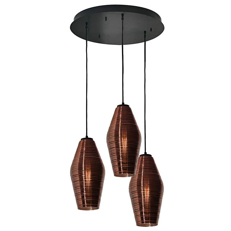 Image 1 Mila 18"W Black Multi-Light Pendant w/ Copper Glass Shades