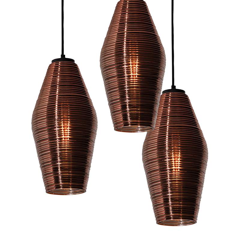 Image 2 Mila 18"W Black Multi-Light Pendant w/ Copper Glass Shades more views